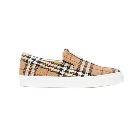 BURBERRY BIO-BASED SOLE LATTICED COTTON SLIP-ON SNEAKERS – BBR024