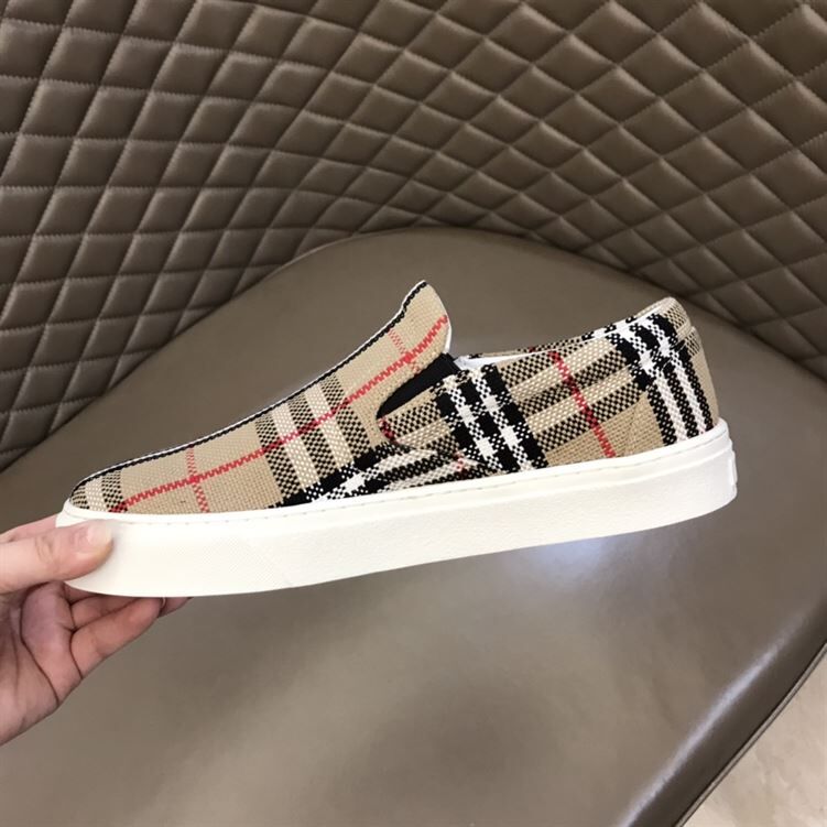 BURBERRY BIO-BASED SOLE LATTICED COTTON SLIP-ON SNEAKERS – BBR024