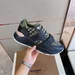 BURBERRY CHECK LACE-UP SNEAKERS IN MILITARY GREEN – BBR008