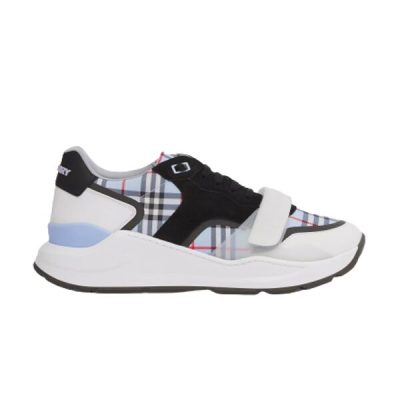 BURBERRY CHECK NYLON, LEATHER AND SUEDE SNEAKERS – BBR031