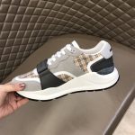 BURBERRY CHECK, SUEDE AND LEATHER SNEAKERS – BBR010