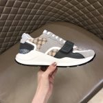 BURBERRY CHECK, SUEDE AND LEATHER SNEAKERS – BBR010