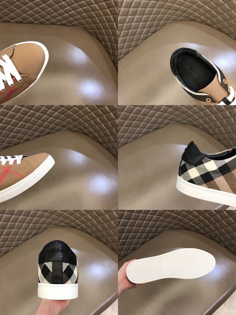 BURBERRY HOUSE CHECK & LEATHER LOW-TOP SNEAKER – BBR013