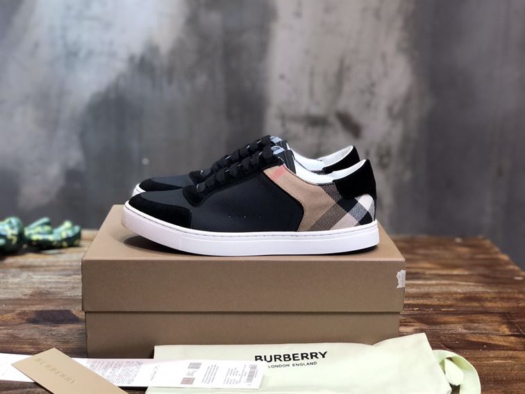BURBERRY LEATHER AND HOUSE CHECK COTTON SNEAKERS – BBR014