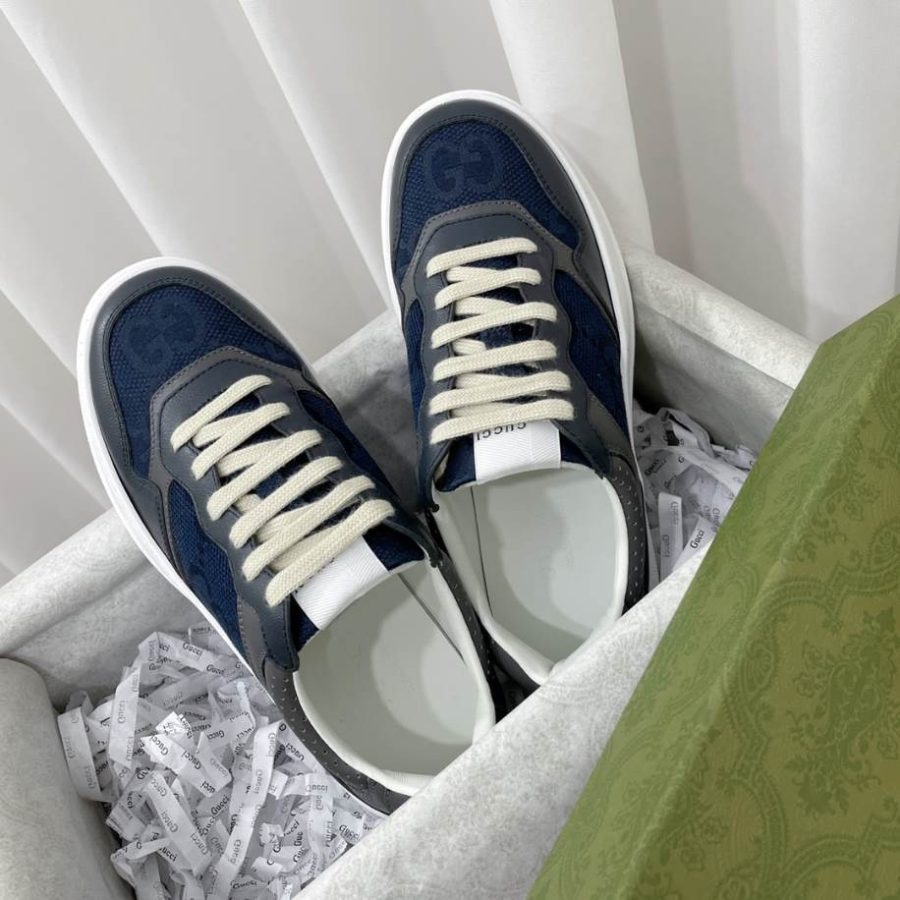 Gucci Chunky Lace Embossed Grey Blue Sneakers – GCC192