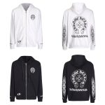 CHROME HEARTS BLACK WHITE ZIP UP HOODIE S-4