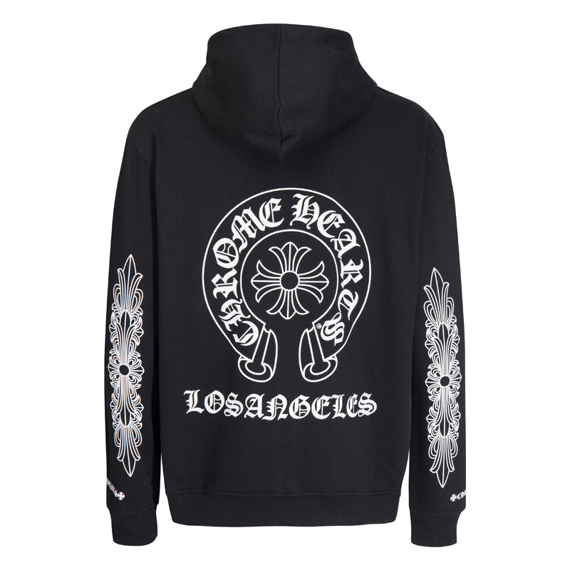 CHROME HEARTS BLACK WHITE ZIP UP HOODIE S-4