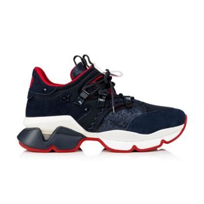 CHRISTIAN LOUBOUTIN BLUE NEOPRENE RED- RUNNER SNEAKER – CLS012