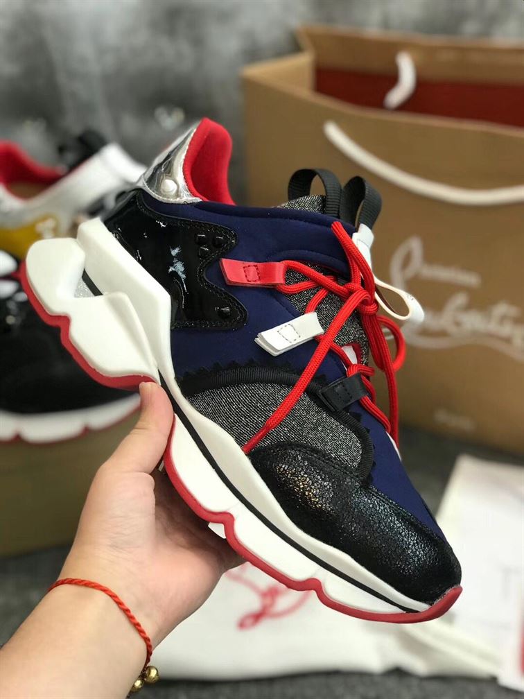 CHRISTIAN LOUBOUTIN BLUE NEOPRENE RED- RUNNER SNEAKER – CLS012