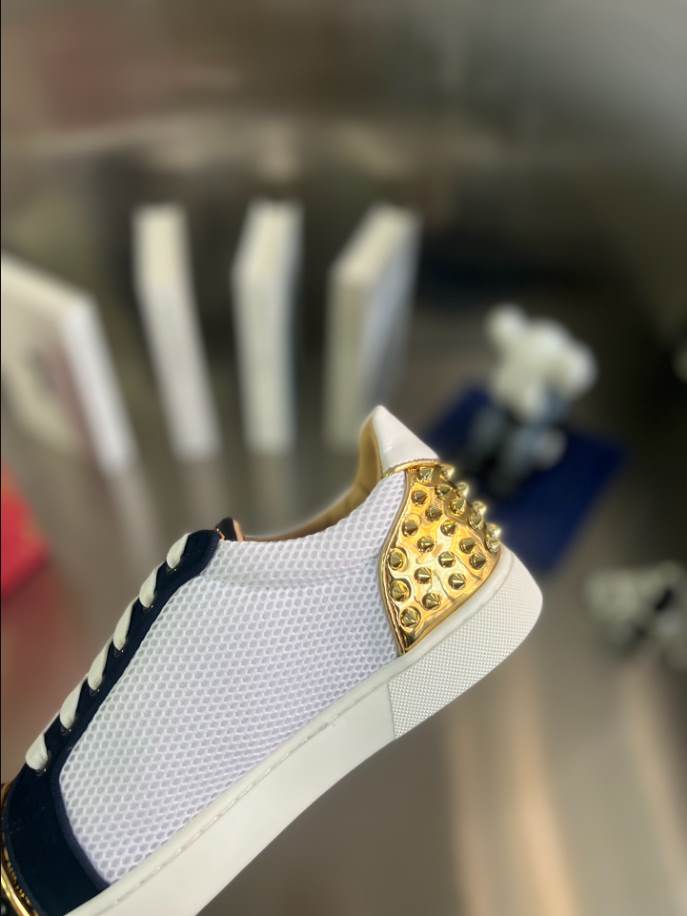 Christian Louboutin Low Top Black White Gold Sneaker – CLS050