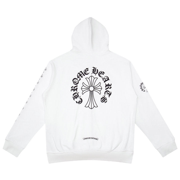 CHROME HEARTS BLACK WHITE ZIP UP HOODIE S-3
