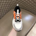 DIOR B22 SNEAKERS BLACK AND WHITE TECHNICAL MESH WITH ORANGE AND WHITE SMOOTH CALFSKIN – DO003