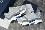 DIOR B22 SNEAKERS WHITE AND BLUE TECHNICAL MESH AND GRAY CALFSKIN – DO001