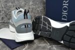 DIOR B22 SNEAKERS WHITE AND BLUE TECHNICAL MESH AND GRAY CALFSKIN – DO001
