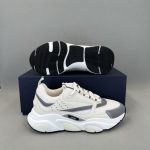 DIOR B22 SNEAKERS WHITE TECHNICAL MESH WITH WHITE AND SILVER-TONE CALFSKIN – DO002