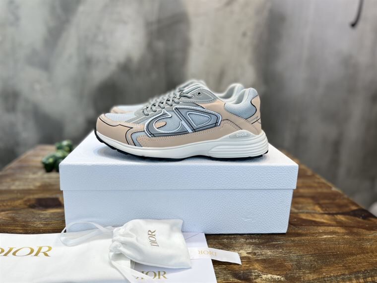 DIOR B30 SNEAKER GRAY MESH AND LIGHT PINK AND GRAY TECHNICAL FABRIC – DO058