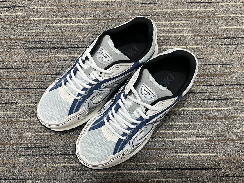 DIOR B30 SNEAKER LIGHT BLUE MESH AND BLUE GRAY AND WHITE TECHNICAL FABRIC – DO110