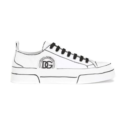 DOLCE & GABBANA HAND PAINTED CANVAS PORTOFINO LIGHT SNEAKERS IN WHITE – DG008