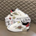 DOLCE & GABBANA LEATHER ROYAL LOVE PRINT SNEAKERS IN WHITE – DG007
