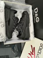 DOLCE & GABBANA MIXED-MATERIAL PORTOFINO SNEAKERS IN BLACK – DG038