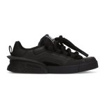 DOLCE & GABBANA MIXED-MATERIAL PORTOFINO SNEAKERS IN BLACK – DG038