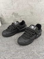 DOLCE & GABBANA MIXED-MATERIAL PORTOFINO SNEAKERS IN BLACK – DG038