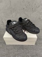 DOLCE & GABBANA MIXED-MATERIAL PORTOFINO SNEAKERS IN BLACK – DG038