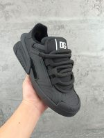 DOLCE & GABBANA MIXED-MATERIAL PORTOFINO SNEAKERS IN BLACK – DG038