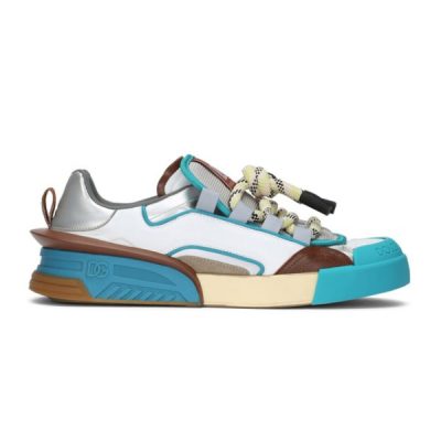 DOLCE & GABBANA MIXED-MATERIAL PORTOFINO SNEAKERS IN MULTICOLOR – DG037