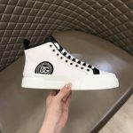 DOLCE & GABBANA QUILTED TWO-TONE NYLON PORTOFINO LIGHT MID-TOP SNEAKERS IN WHITE – DG015