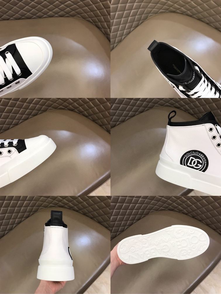 DOLCE & GABBANA QUILTED TWO-TONE NYLON PORTOFINO LIGHT MID-TOP SNEAKERS IN WHITE – DG015