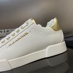 DOLCE & GABBANA WHITE AND GOLD PORTOFINO SNEAKERS – DG035