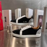 Christian Louboutin Low Top Black White Silver Sneaker – CLS048