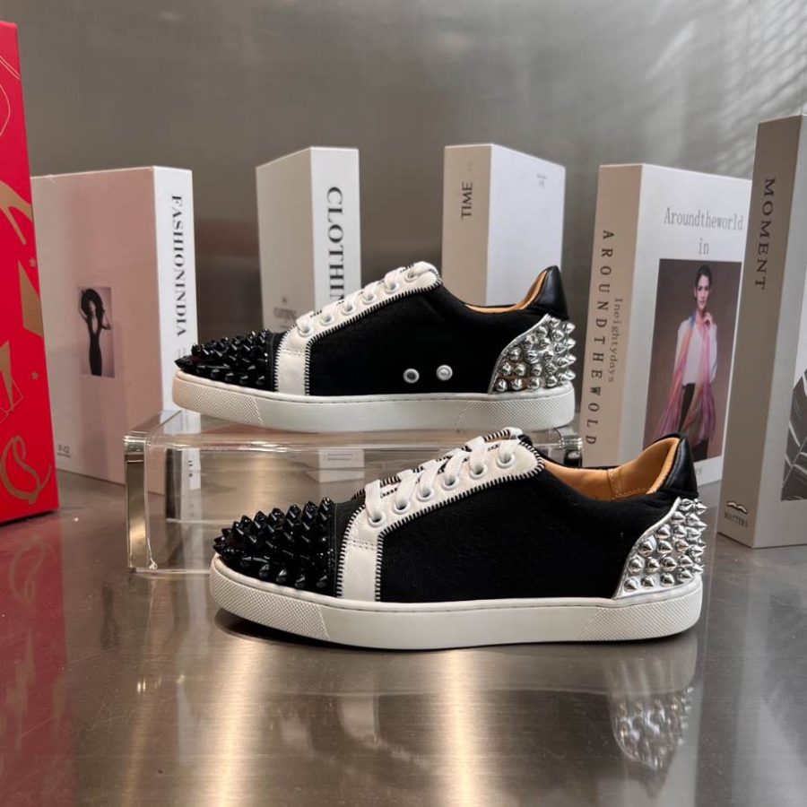 Christian Louboutin Low Top Black White Silver Sneaker – CLS048