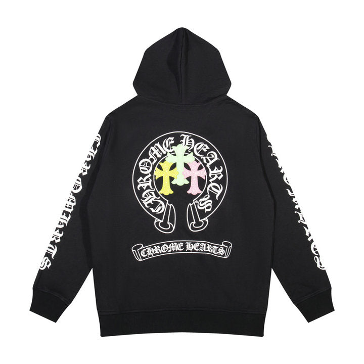CHROME HEARTS BLACK WHITE ZIP UP HOODIE S-5
