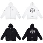 CHROME HEARTS BLACK WHITE ZIP UP HOODIE S-3