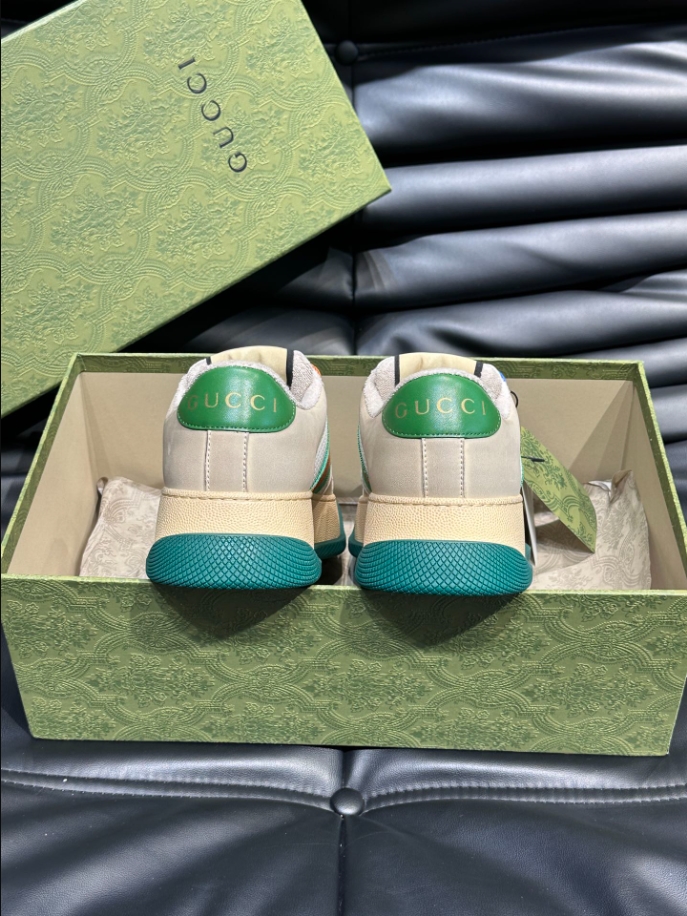 Gucci Screener Trainer With Web Beige Green Sneaker – GCC177