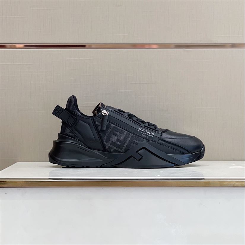 FENDI FLOW BLACK LEATHER LOW TOPS – FDS017