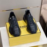 FENDI FLOW BLACK LEATHER LOW TOPS – FDS017