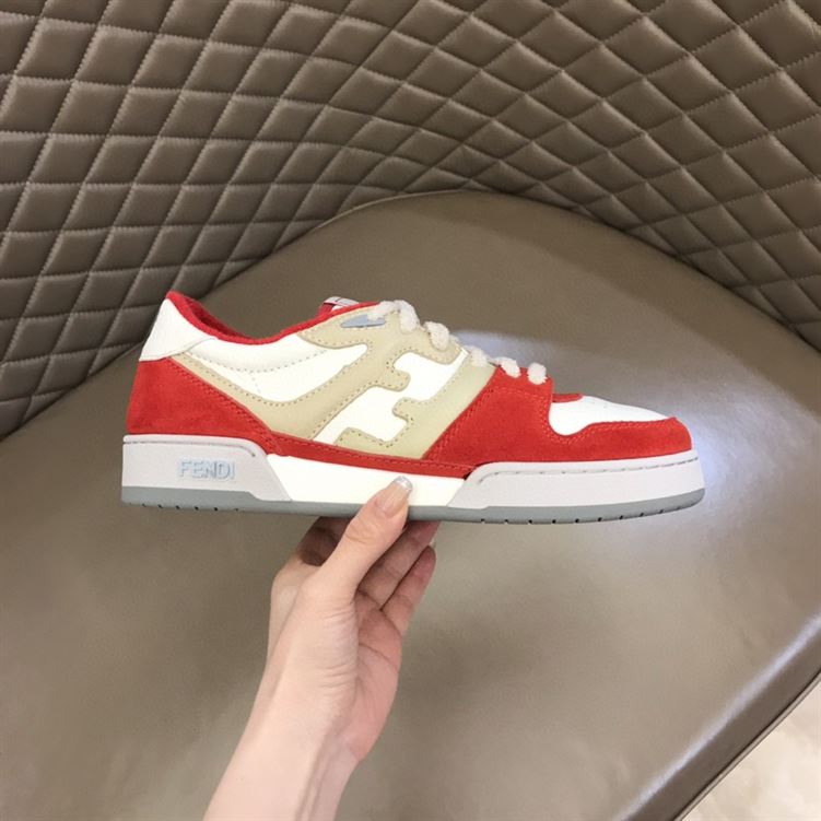 FENDI MATCH RED LEATHER LOW-TOPS SNEAKERS – FDS001