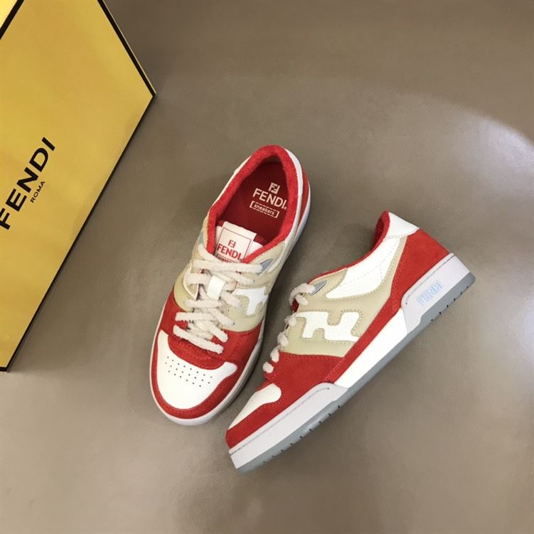 FENDI MATCH RED LEATHER LOW-TOPS SNEAKERS – FDS001