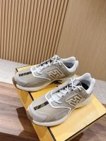 FENDY FASTER TRAINERS BEIGE NUBUCK LEATHER LOW TOPS – FDS020
