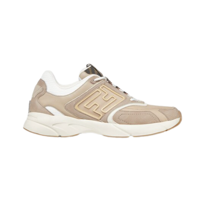 FENDY FASTER TRAINERS BEIGE NUBUCK LEATHER LOW TOPS – FDS020