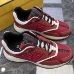 FENDY FASTER TRAINERS BURGUNDY NUBUCK LEATHER LOW TOPS – FDS021