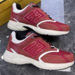 FENDY FASTER TRAINERS BURGUNDY NUBUCK LEATHER LOW TOPS – FDS021
