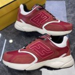 FENDY FASTER TRAINERS BURGUNDY NUBUCK LEATHER LOW TOPS – FDS021