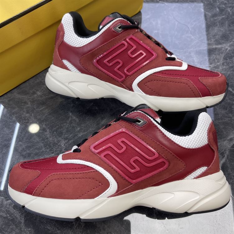 FENDY FASTER TRAINERS BURGUNDY NUBUCK LEATHER LOW TOPS – FDS021