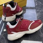 FENDY FASTER TRAINERS BURGUNDY NUBUCK LEATHER LOW TOPS – FDS021