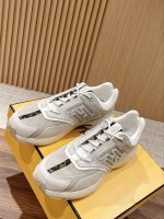 FENDY FASTER TRAINERS WHITE NUBUCK LEATHER LOW TOPS – FDS019
