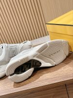 FENDY FASTER TRAINERS WHITE NUBUCK LEATHER LOW TOPS – FDS019